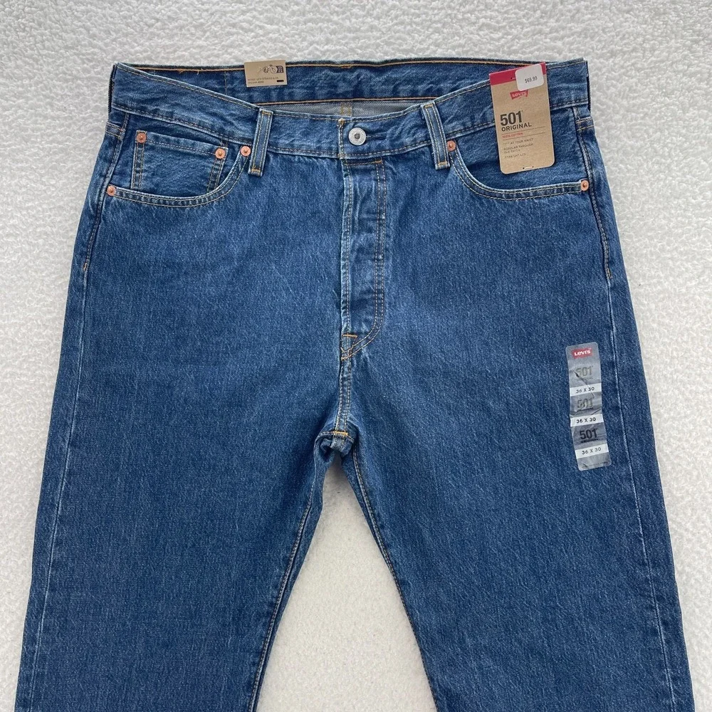 Levis 501 Jeans Mens 36x30 Blue Original Button Fly Medium Wash Denim Grunge 90s